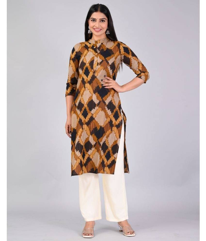 MAUKA Rayon Printed Kurti With Palazzo Women's Stitched Salwar Suit - Brown ( Pack of 1 ) MAUKA Rayon Printed Kurti With Palazzo Women's Stitched Salwar Suit - Brown ( Pack of 1 )