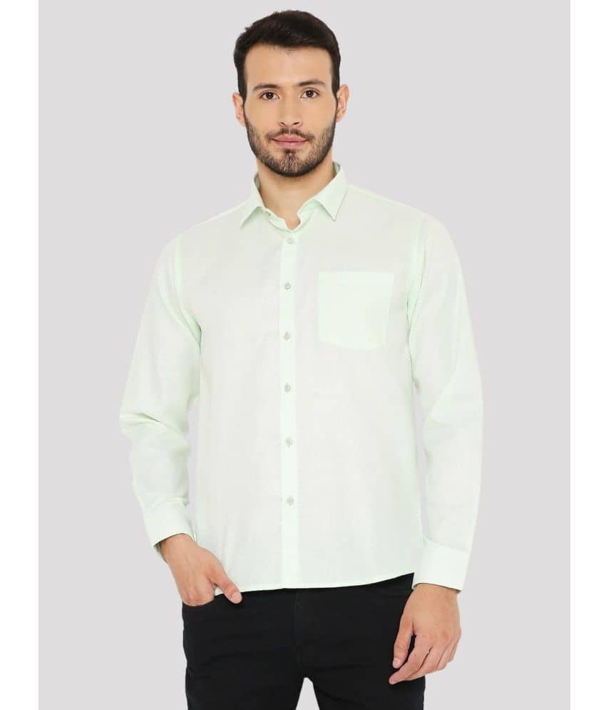 Maharaja Cotton Blend Slim Fit Solids Full Sleeves Men's Casual Shirt - Green ( Pack of 1 )