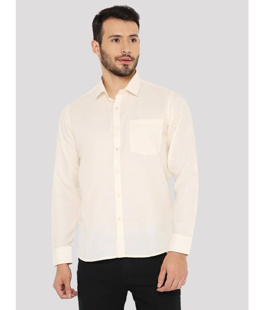 Maharaja Cotton Blend Slim Fit Solids Full Sleeves Men's Casual Shirt - Peach ( Pack of 1 )