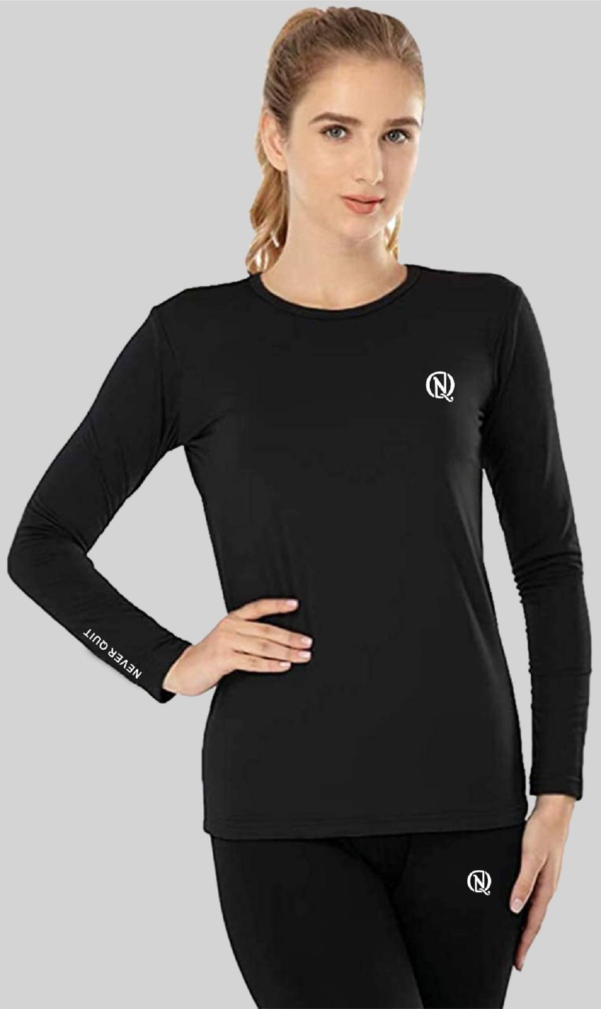     			NEVER QUIT Black Polyester Polos - Single