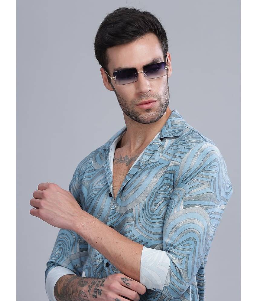 Paul Street Rayon Slim Fit Printed Full Sleeves Men's Casual Shirt - Blue ( Pack of 1 )