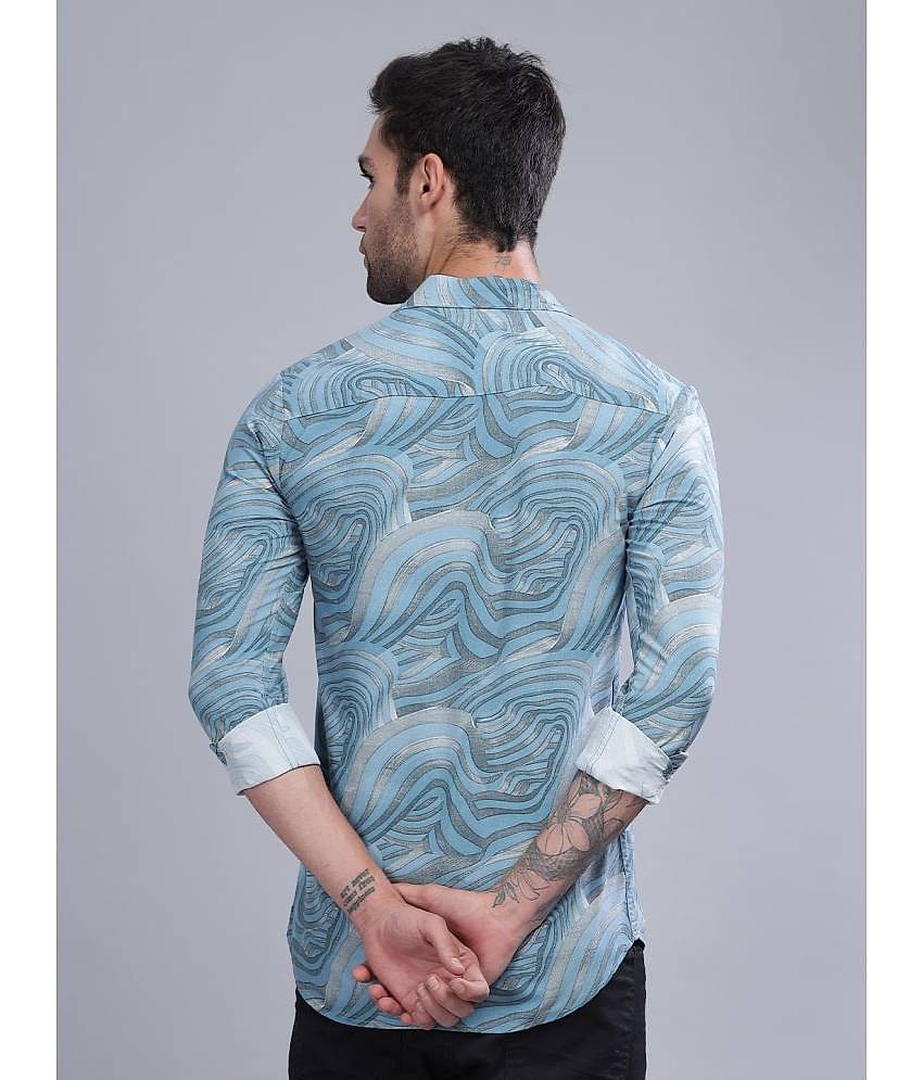 Paul Street Rayon Slim Fit Printed Full Sleeves Men's Casual Shirt - Blue ( Pack of 1 )