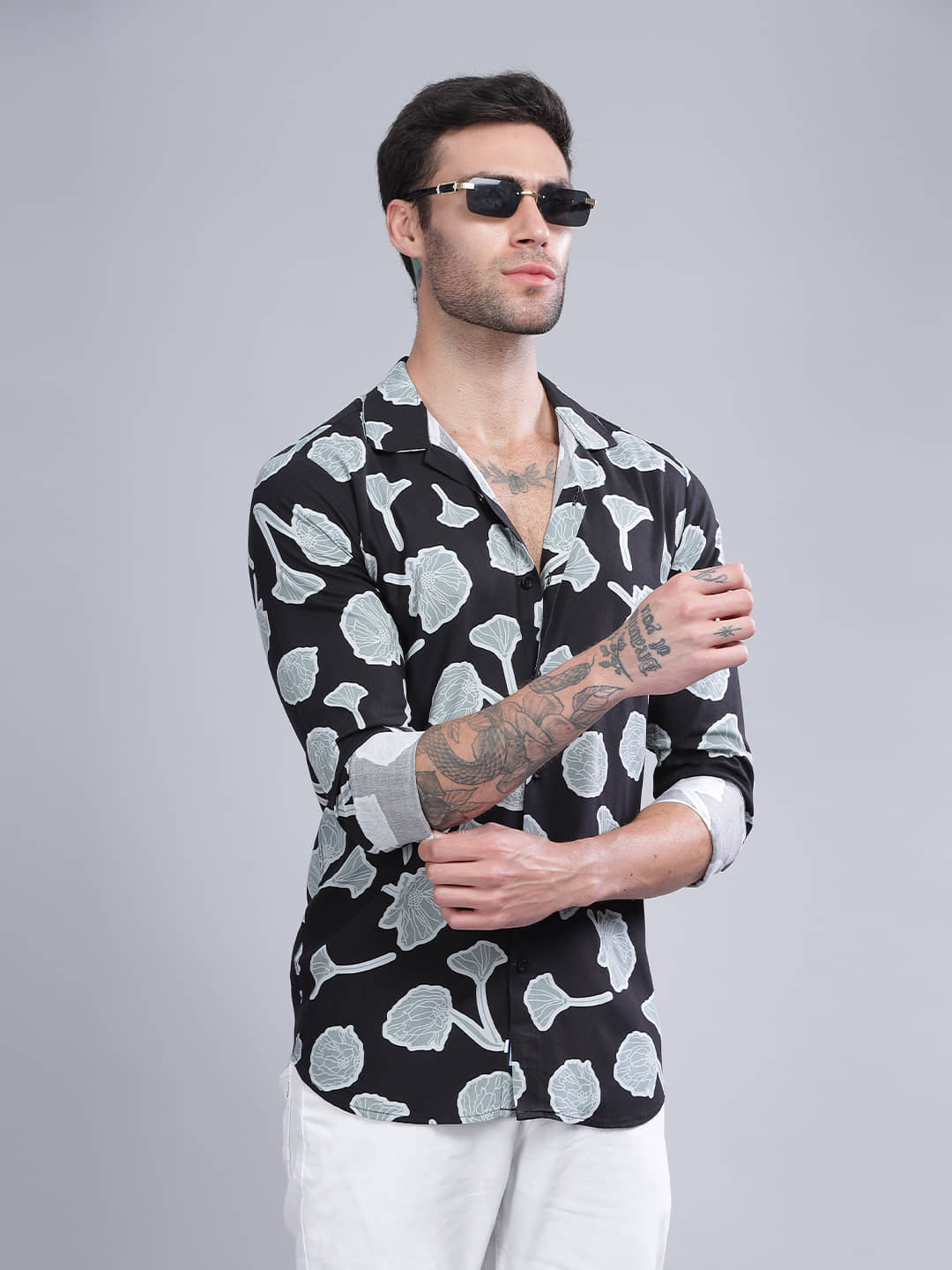Paul Street Rayon Slim Fit Printed Full Sleeves Men's Casual Shirt - Black ( Pack of 1 )
