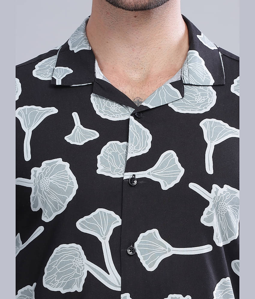 Paul Street Rayon Slim Fit Printed Full Sleeves Men's Casual Shirt - Black ( Pack of 1 )