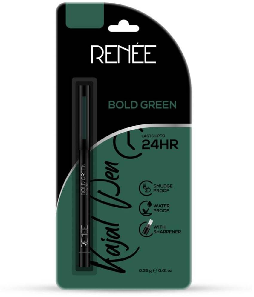     			RENEE Bold Green Kajal Pen with Sharpener, 24H Stay, Matte, Smudge-Proof, (Green,0.35g)