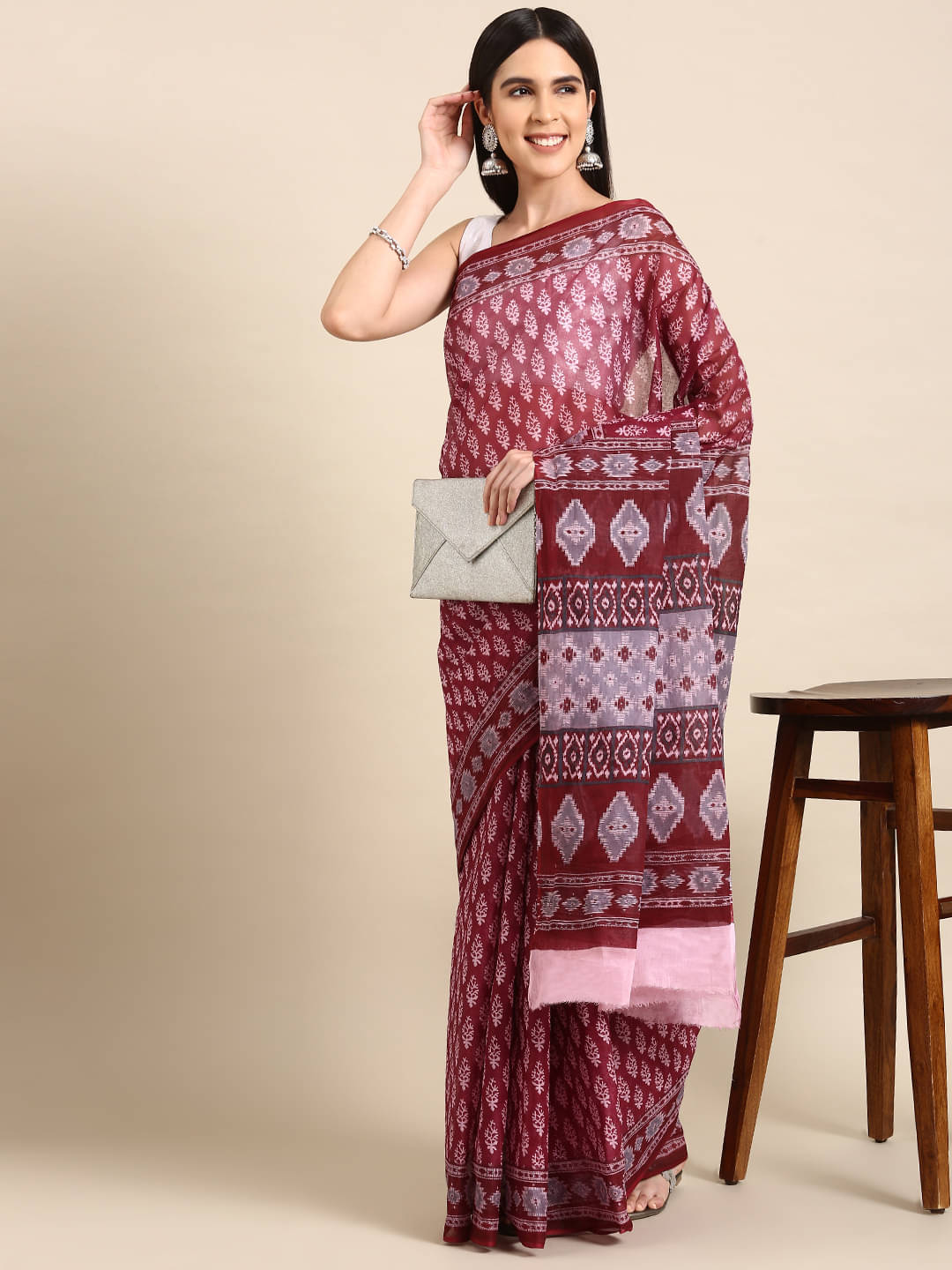 SHANVIKA Cotton Printed Saree Without Blouse Piece ( Pink ) SHANVIKA Cotton Printed Saree Without Blouse Piece ( Pink )