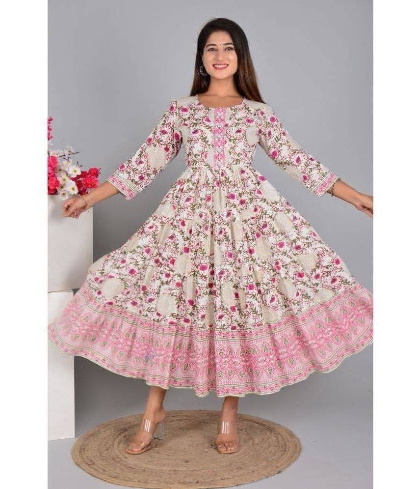 SIPET Rayon Printed Anarkali Women's Kurti - Pink ( Pack of 1 ) SIPET Rayon Printed Anarkali Women's Kurti - Pink ( Pack of 1 )