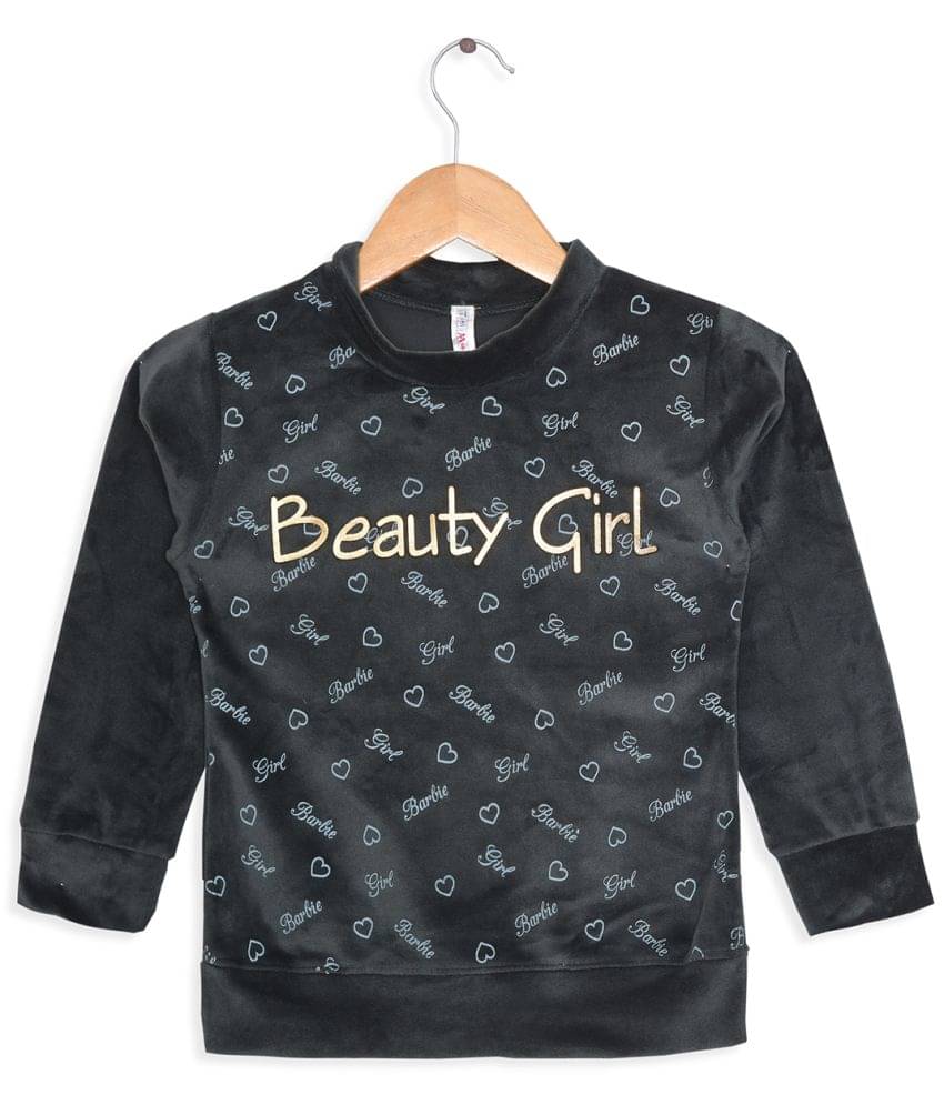     			Tini Mini Girls Velour Sweatshirt ( Olive Green )