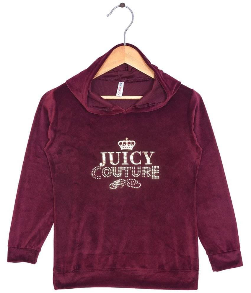     			Tini Mini Girls Velour Sweatshirt ( Maroon )