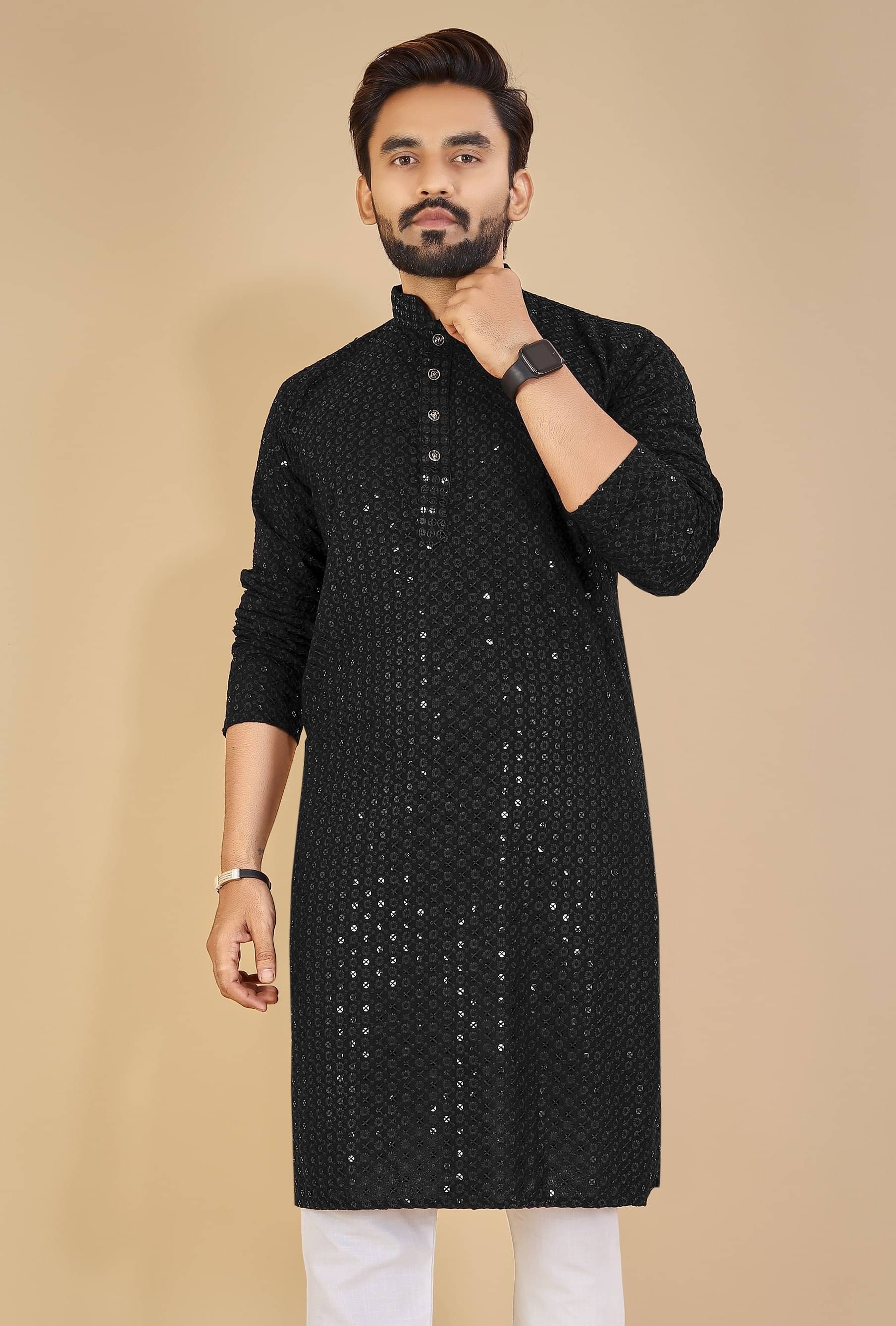     			YUG ART - Black Cotton Men's Regular Kurta ( Pack of 1 )