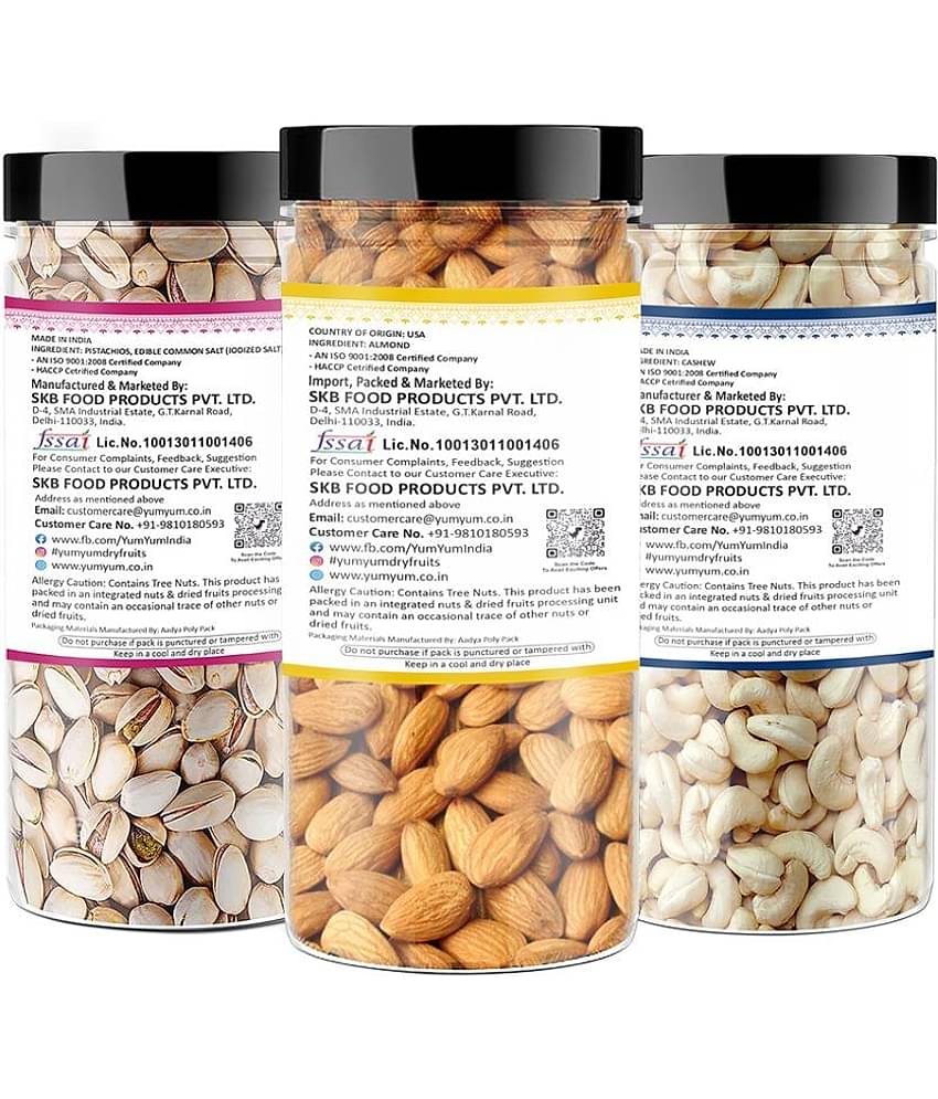 YUM YUM Dry Fruits Combo Pack 750g (Almonds 250g,Cashew 250g,Pista 250g)