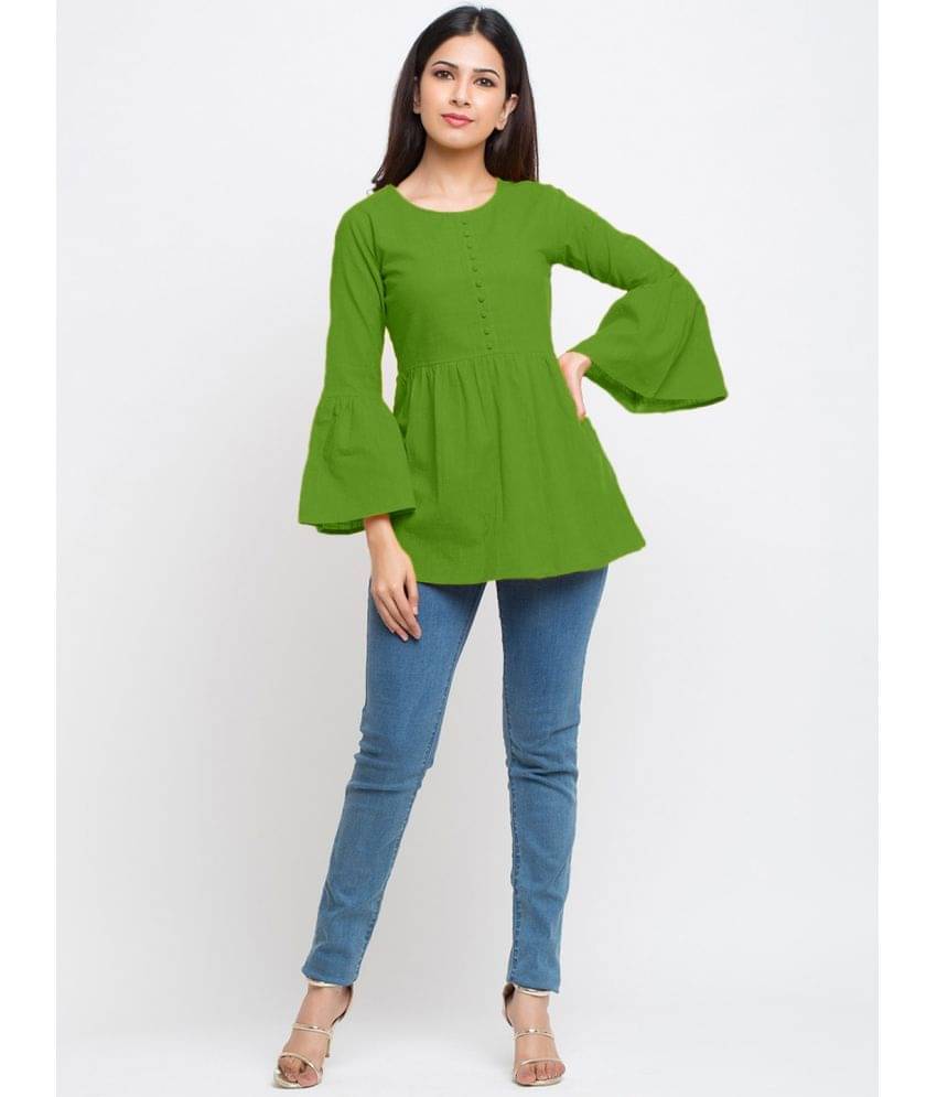 Yash Gallery Women's Cotton A-Line Top ( Green ) Yash Gallery Women's Cotton A-Line Top ( Green )