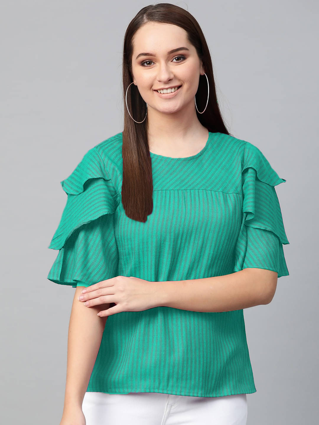     			Yash Gallery - Green Viscose Women's Regular Top ( Pack of 1 )