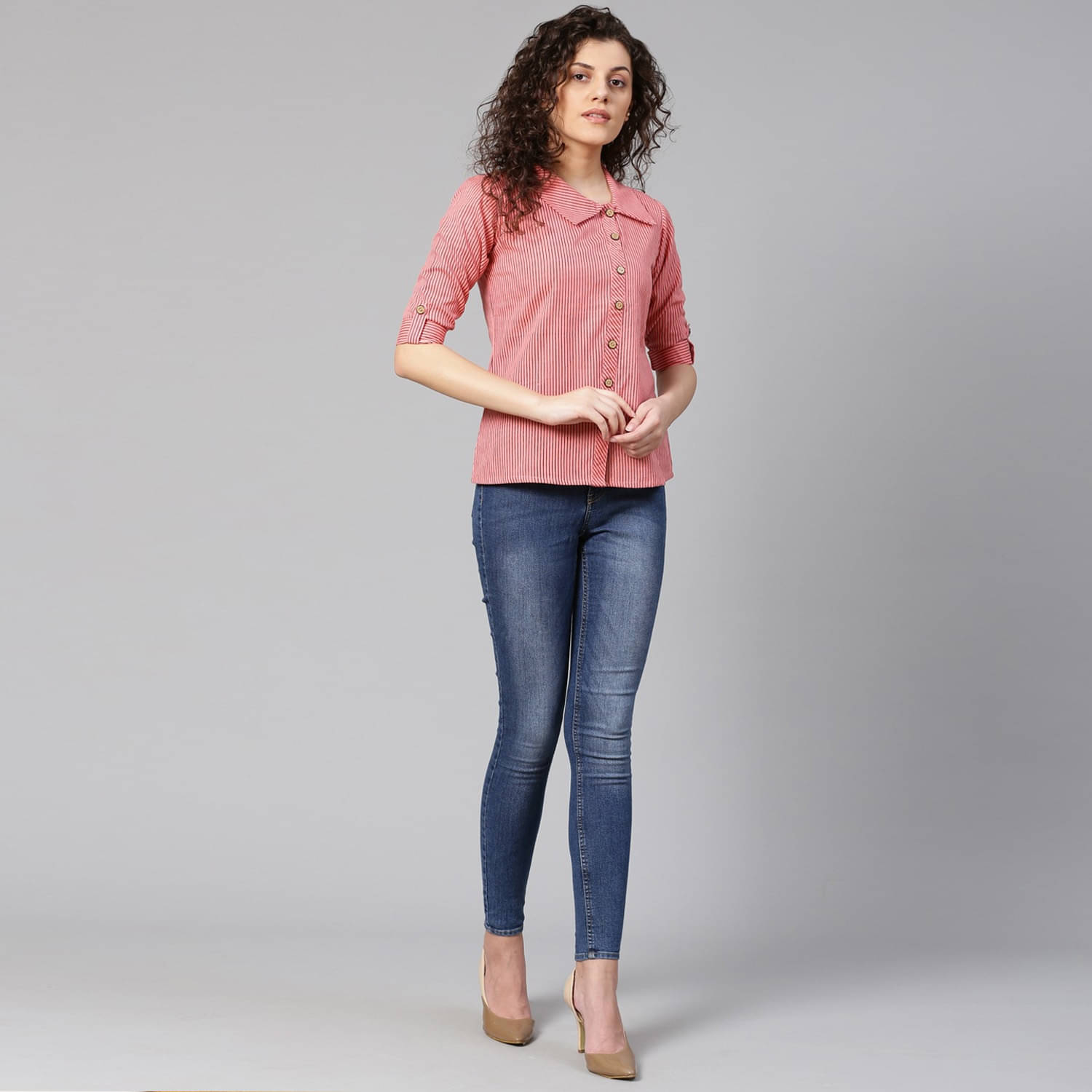 Yash Gallery - Peach Cotton Women's Regular Top ( Pack of 1 ) Yash Gallery - Peach Cotton Women's Regular Top ( Pack of 1 )