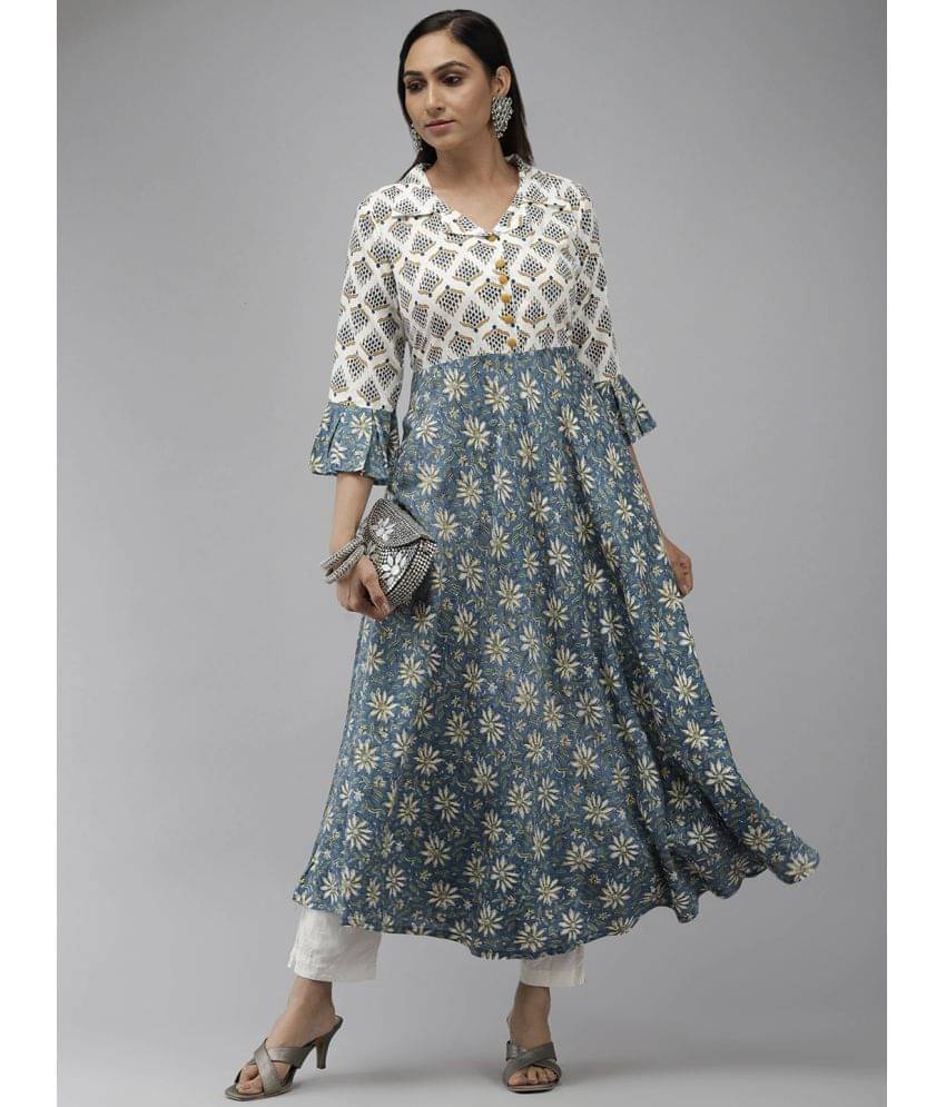Yash Gallery Rayon Printed Anarkali Women's Kurti - Multicolor ( Pack of 1 ) Yash Gallery Rayon Printed Anarkali Women's Kurti - Multicolor ( Pack of 1 )