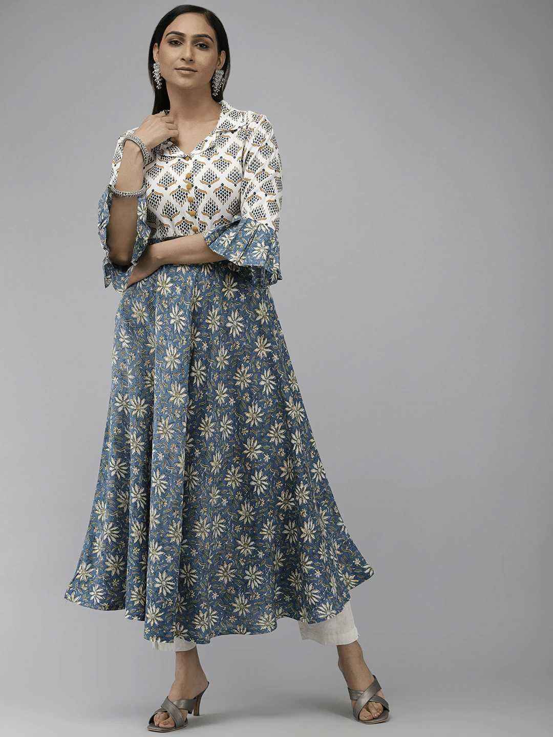 Yash Gallery Rayon Printed Anarkali Women's Kurti - Multicolor ( Pack of 1 ) Yash Gallery Rayon Printed Anarkali Women's Kurti - Multicolor ( Pack of 1 )