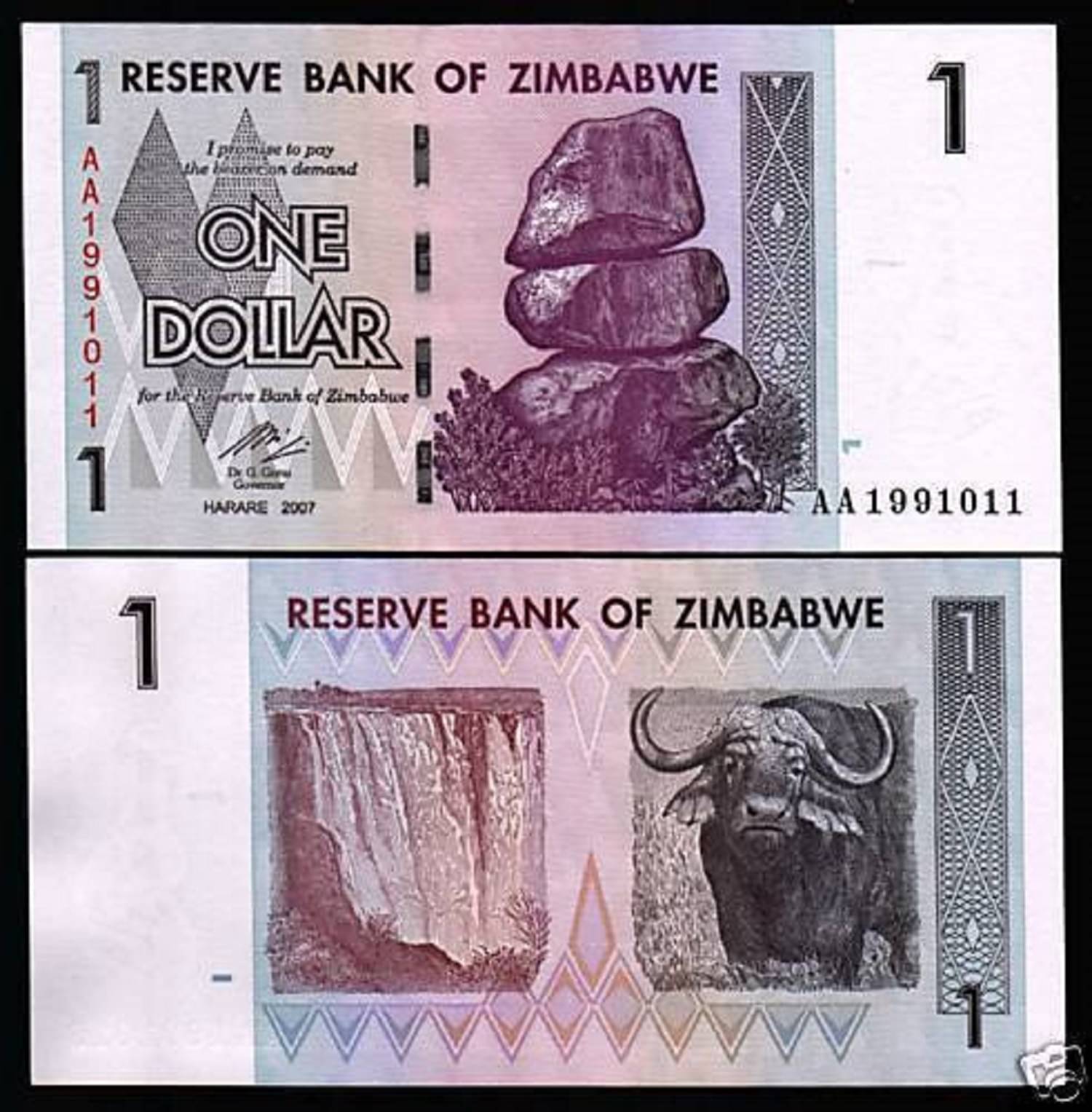     			Zimbabwe One Dollar Top Grade Gem UNC