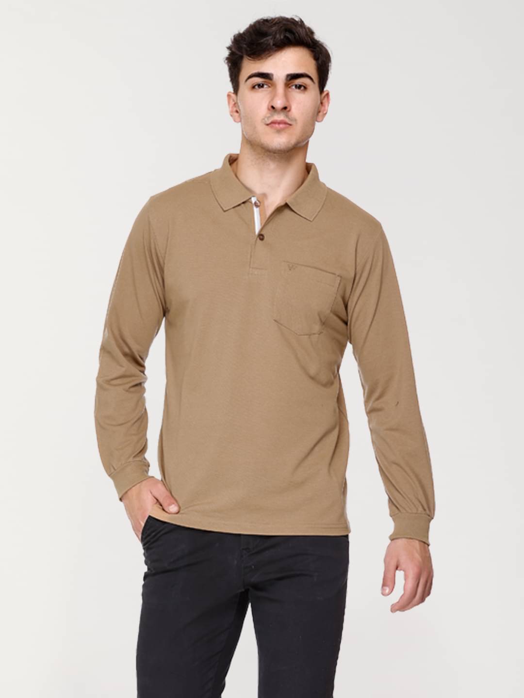 Array Cotton Blend Regular Fit Solid Full Sleeves Men's Polo T Shirt - Brown ( Pack of 1 ) Array Cotton Blend Regular Fit Solid Full Sleeves Men's Polo T Shirt - Brown ( Pack of 1 )