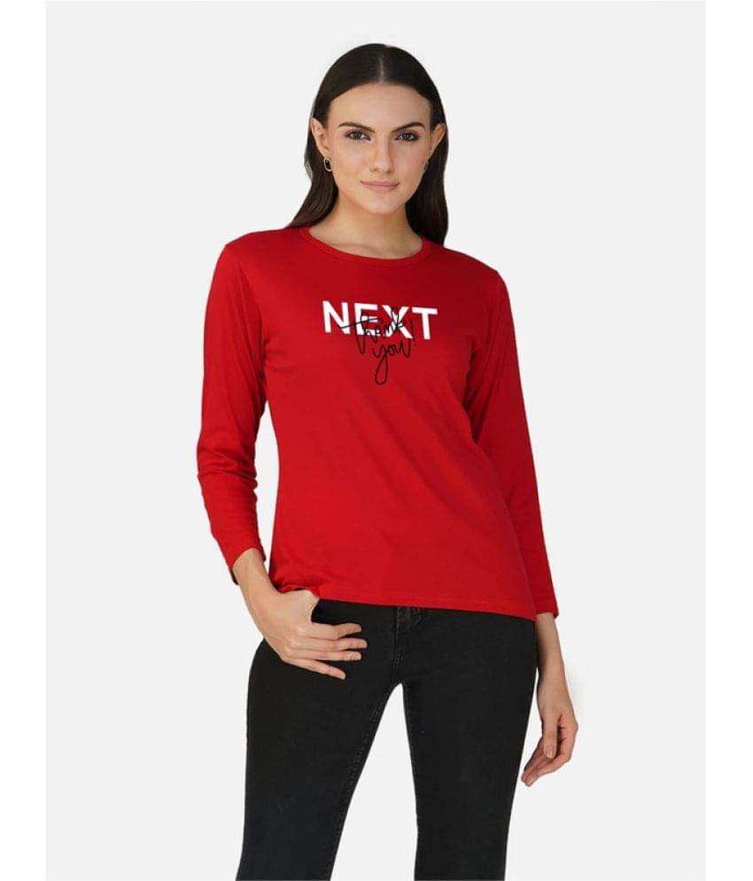 CHOZI Women Cotton Printed Regular Fit Round Neck T-Shirt ( Red ) CHOZI Women Cotton Printed Regular Fit Round Neck T-Shirt ( Red )