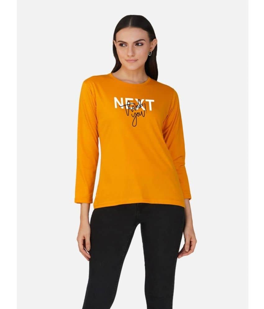 CHOZI Women Cotton Printed Regular Fit Round Neck T-Shirt ( Yellow )