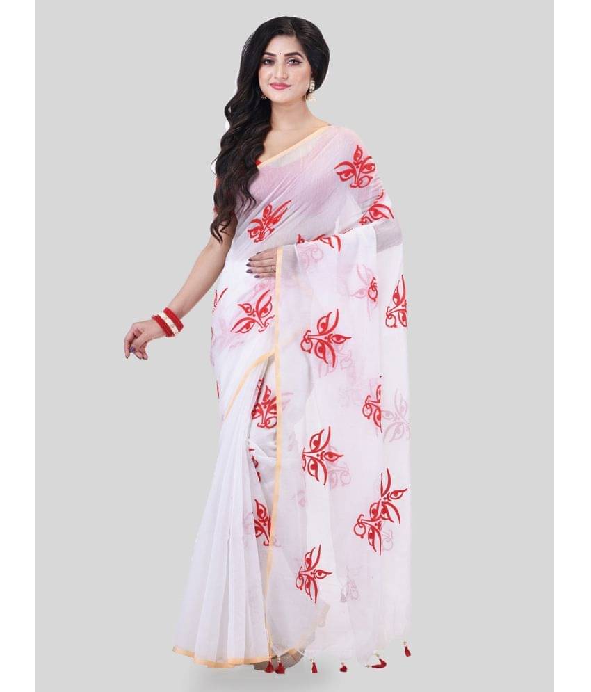 Desh Bidesh Cotton Embroidered Saree With Unstitched Blouse Piece ( White )     			Desh Bidesh Cotton Embroidered Saree With Unstitched Blouse Piece ( White )