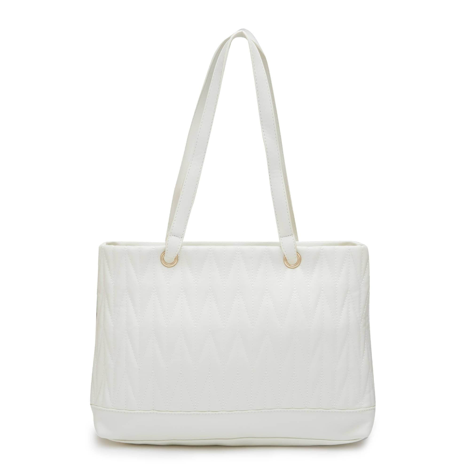     			Globus - White PU Tote Bag