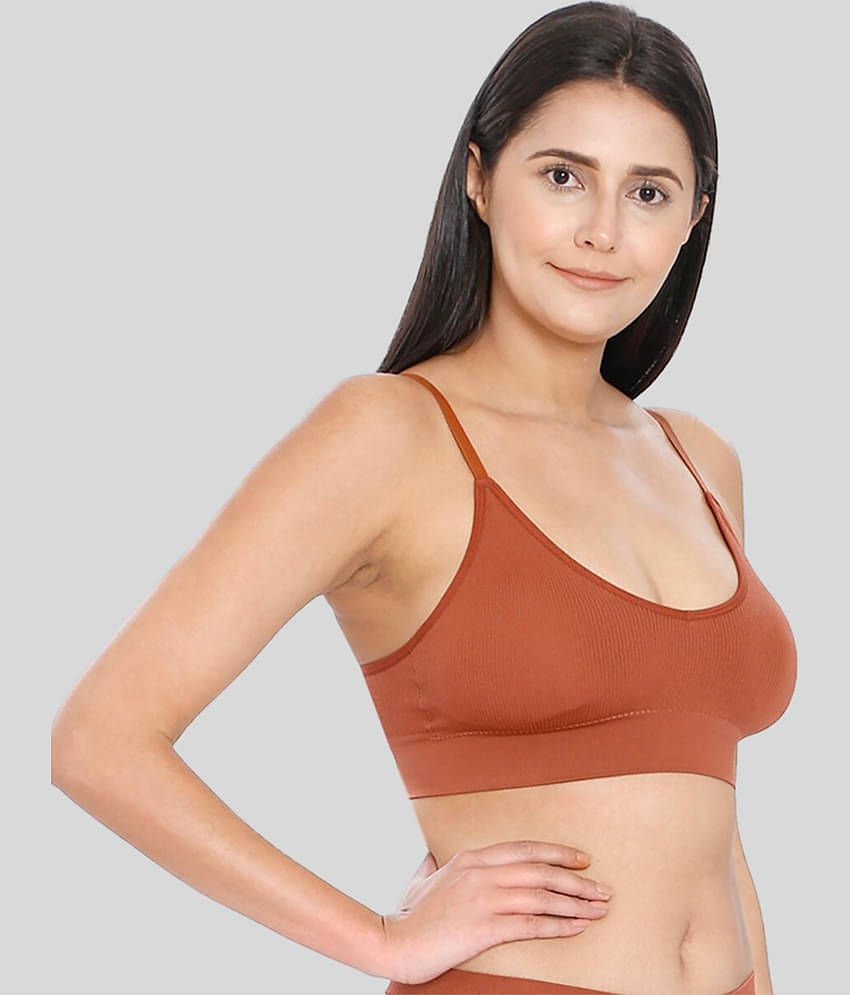 ILRASO Cotton Blend Removable Padding Women's Everyday Bra ( Brown )