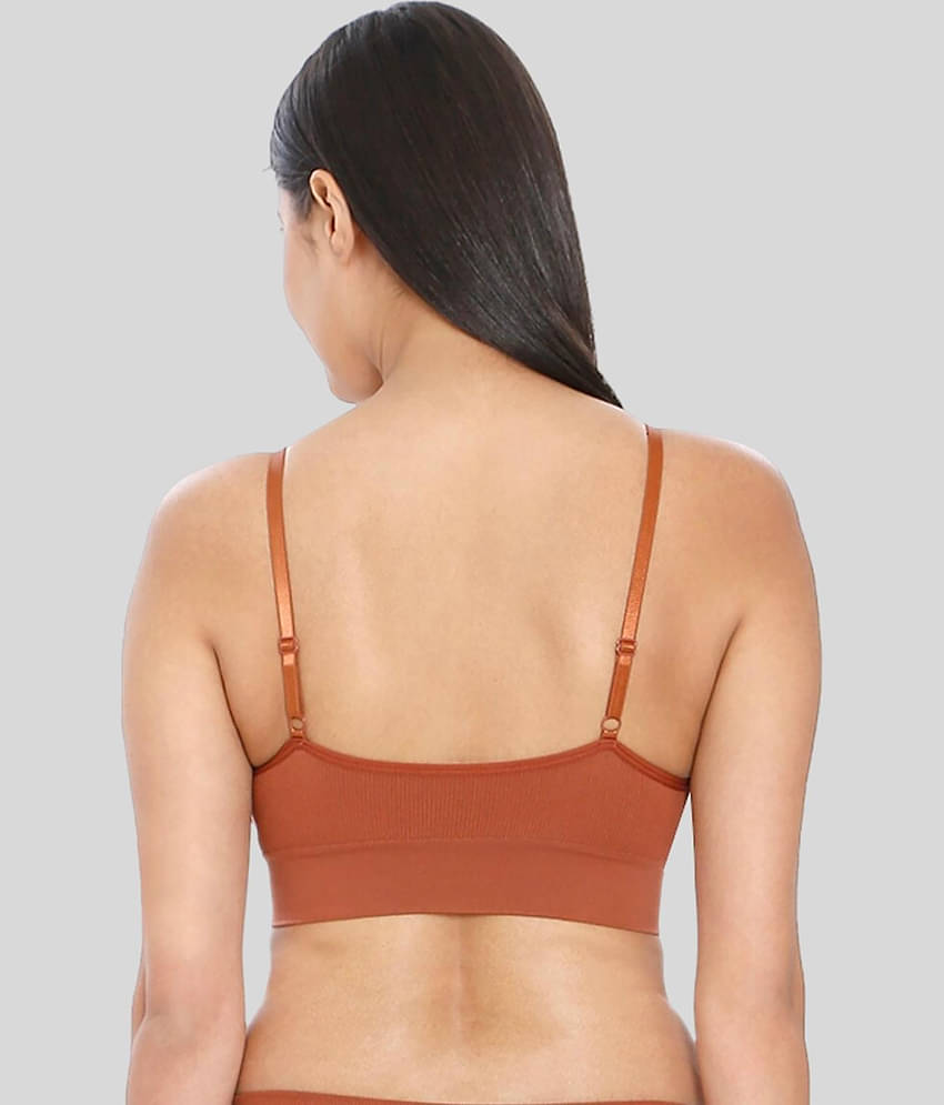ILRASO Cotton Blend Removable Padding Women's Everyday Bra ( Brown )