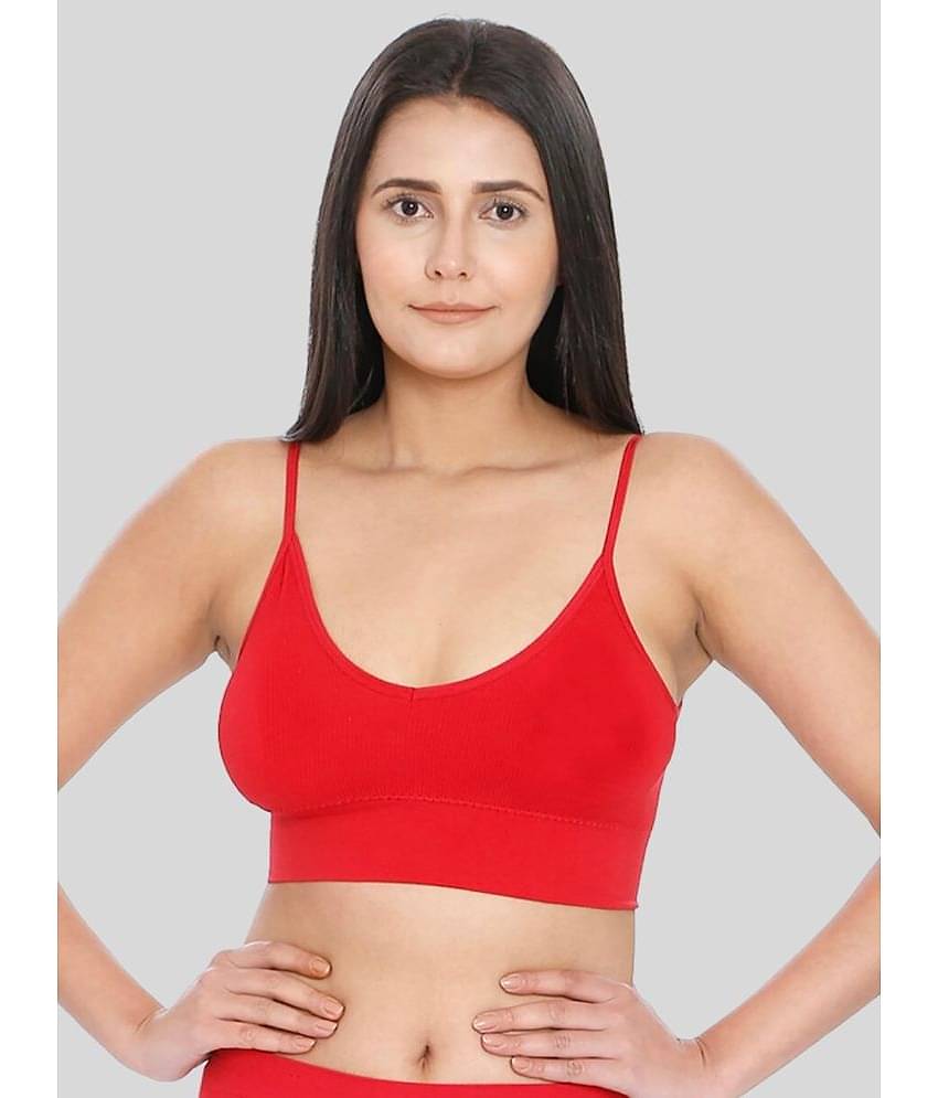 ILRASO - Red Cotton Blend Removable Padding Women's Sports Bra ( Pack of 1 )