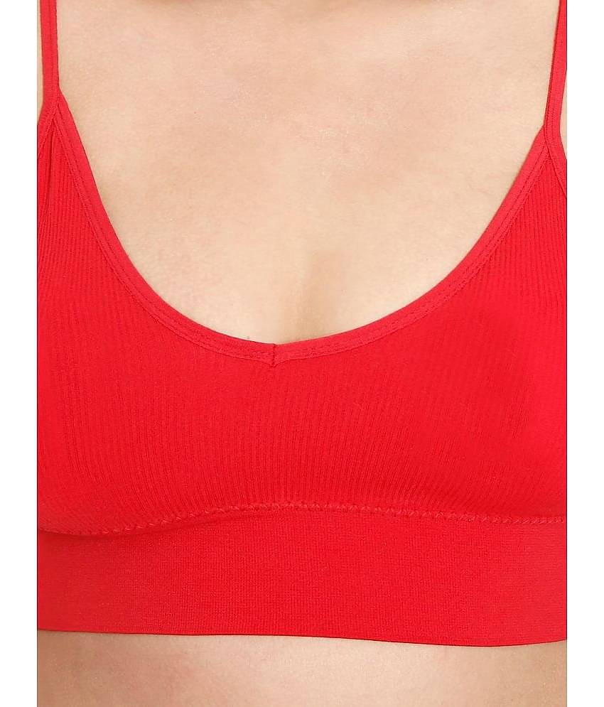 ILRASO - Red Cotton Blend Removable Padding Women's Sports Bra ( Pack of 1 )