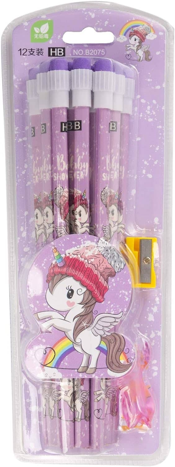JELLIFY Funny Colorful Uni_co_rn Pencils with Top Erasers for Teachers Classrooms Reward Birthday Party Kids Gifts Supplie School, Office, Sketching and Learning Activities (12 Pencil)