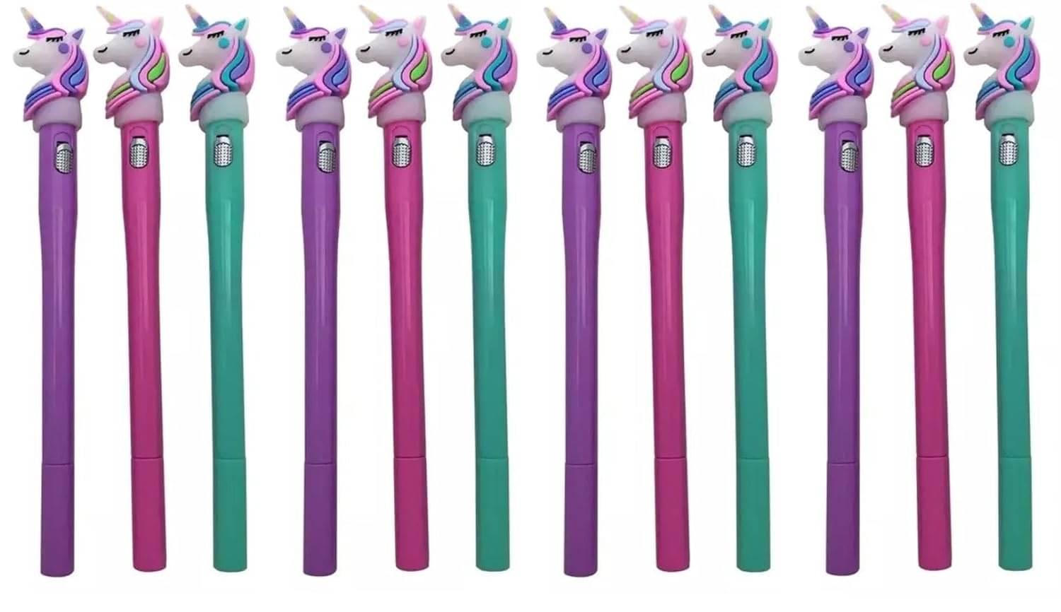 JELLIFY U_n_i_c_o_r_n Ballpoint Light Pen Blue Ink Birthday Gift Stationery Set Pack of 12, Multicolor     			JELLIFY U_n_i_c_o_r_n Ballpoint Light Pen Blue Ink Birthday Gift Stationery Set Pack of 12, Multicolor