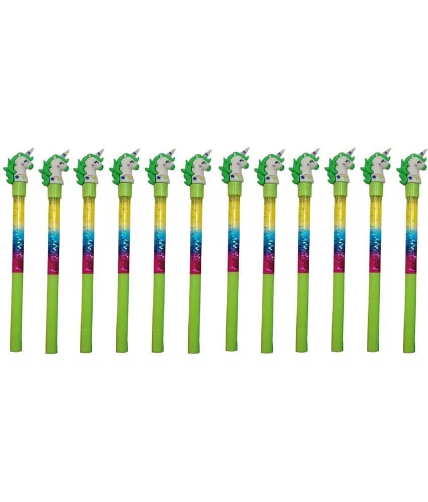JELLIFY U_n_i_c_o_r_n Ballpoint Glitter Pen Blue Ink Birthday Gift Stationery Set Pack of 12, Multicolor