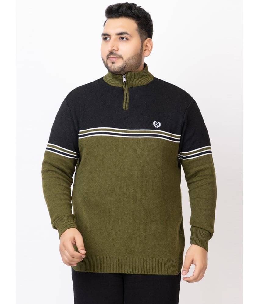Kvetoo Acrylic High Neck Men's Full Sleeves Pullover Sweater - Olive ( Pack of 1 ) Kvetoo Acrylic High Neck Men's Full Sleeves Pullover Sweater - Olive ( Pack of 1 )