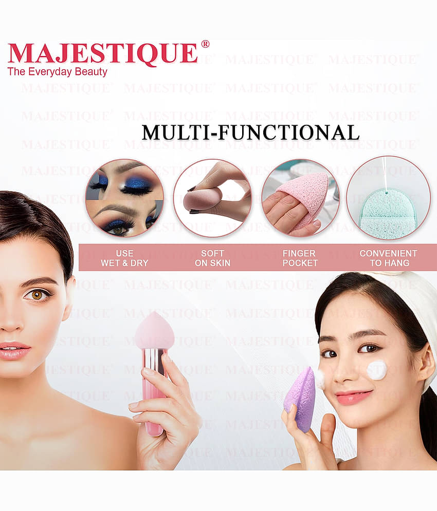 MAJESTIQUE Pointed Facial Makeup Sponge Washing Exfoliating Makeup Removal with Finger Glove - 2 Pcs