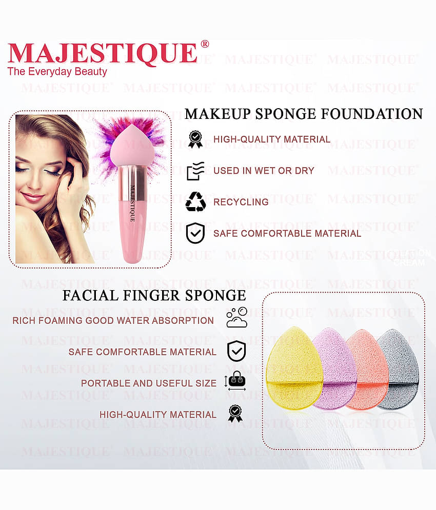 MAJESTIQUE Pointed Facial Makeup Sponge Washing Exfoliating Makeup Removal with Finger Glove - 2 Pcs