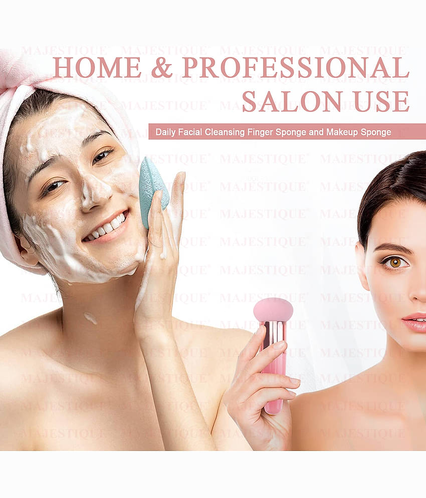 MAJESTIQUE Facial Cleaning Sponge with Mushroom Makeup Sponge for Makeup Removal for Women - 2 Pcs