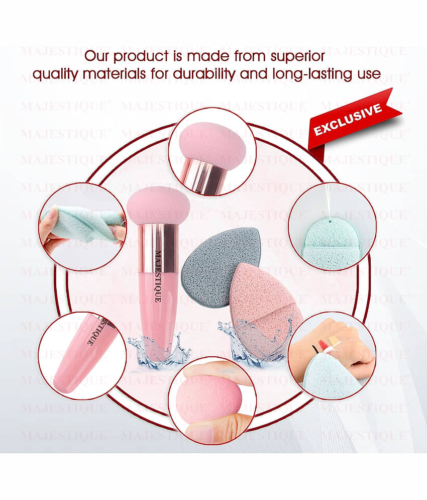 MAJESTIQUE Facial Cleaning Sponge with Mushroom Makeup Sponge for Makeup Removal for Women - 2 Pcs