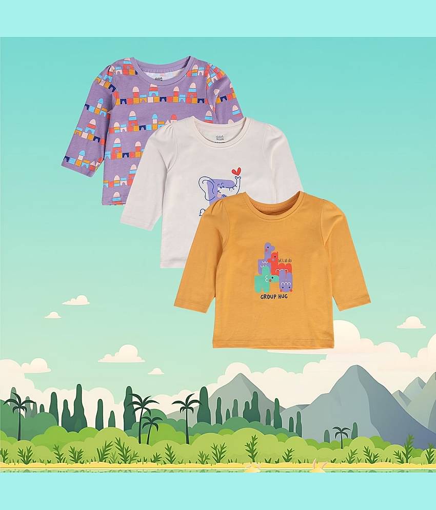 MINI KLUB Pack of 3 Baby Girls Cotton Blend Top ( Beige )