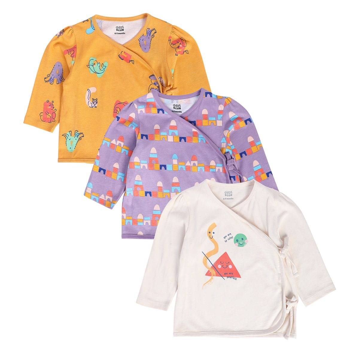     			MINI KLUB Pack of 3 Baby Girls Cotton Blend Top ( Orange )