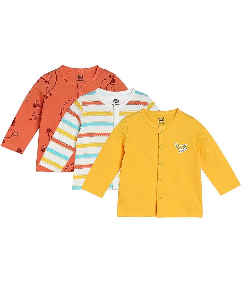 MINI KLUB Pack of 3 Baby Boys Cotton Blend Top ( White )
