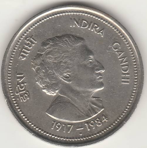     			RARE COMMOMORATIVE -5 RUPEE BIG SIZE C0IN INDERA GANDHI JI-METAL COPPER-NICKLE ,YEAR-1917-1984, .IN  EXTRA FINE CONDITION HIGHLY COLLECTIBLE ,WIGHT- 12.5 GRAMS,ROUND-31- MM GRAMS. CHECK PICTURE CAREFFULLY BEFORE ORDER PLEASE DONT PLACE FAKE  ORDER.
