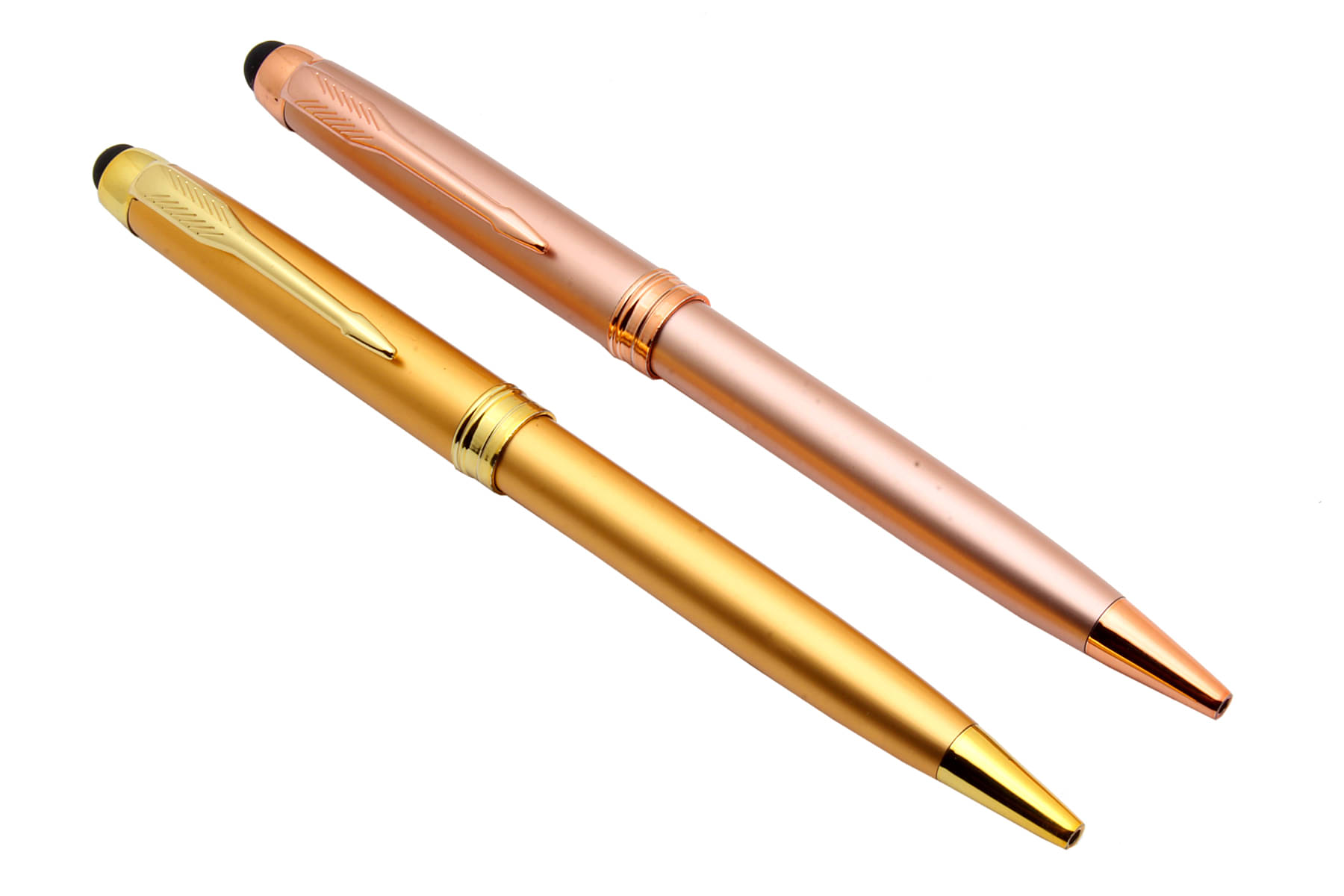     			Srpc Set Of 2 Satin Gold & Rose Gold Metal Body Retractable Ballpoint Pens With Stylus