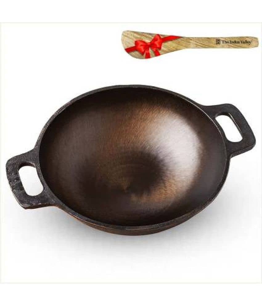 The Indus Valley - Kadai with Flip Cast Iron No Coating Pot Set 2500 ml ( Pack of 2 ) - Cookware | Buy online on ZillyBuy
