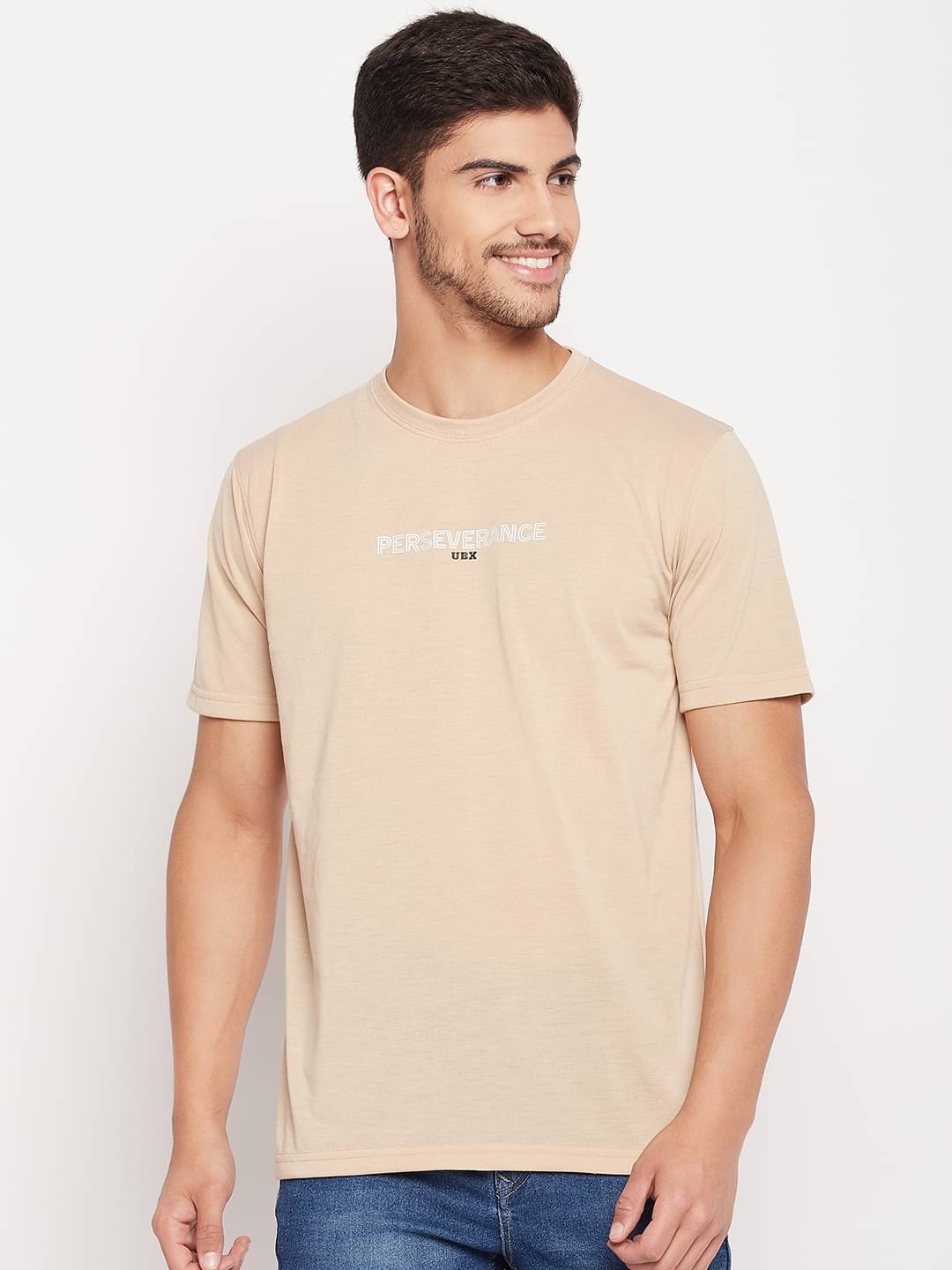     			UBX Pack of 1 Cotton Regular Fit Men's T-Shirt ( Beige )