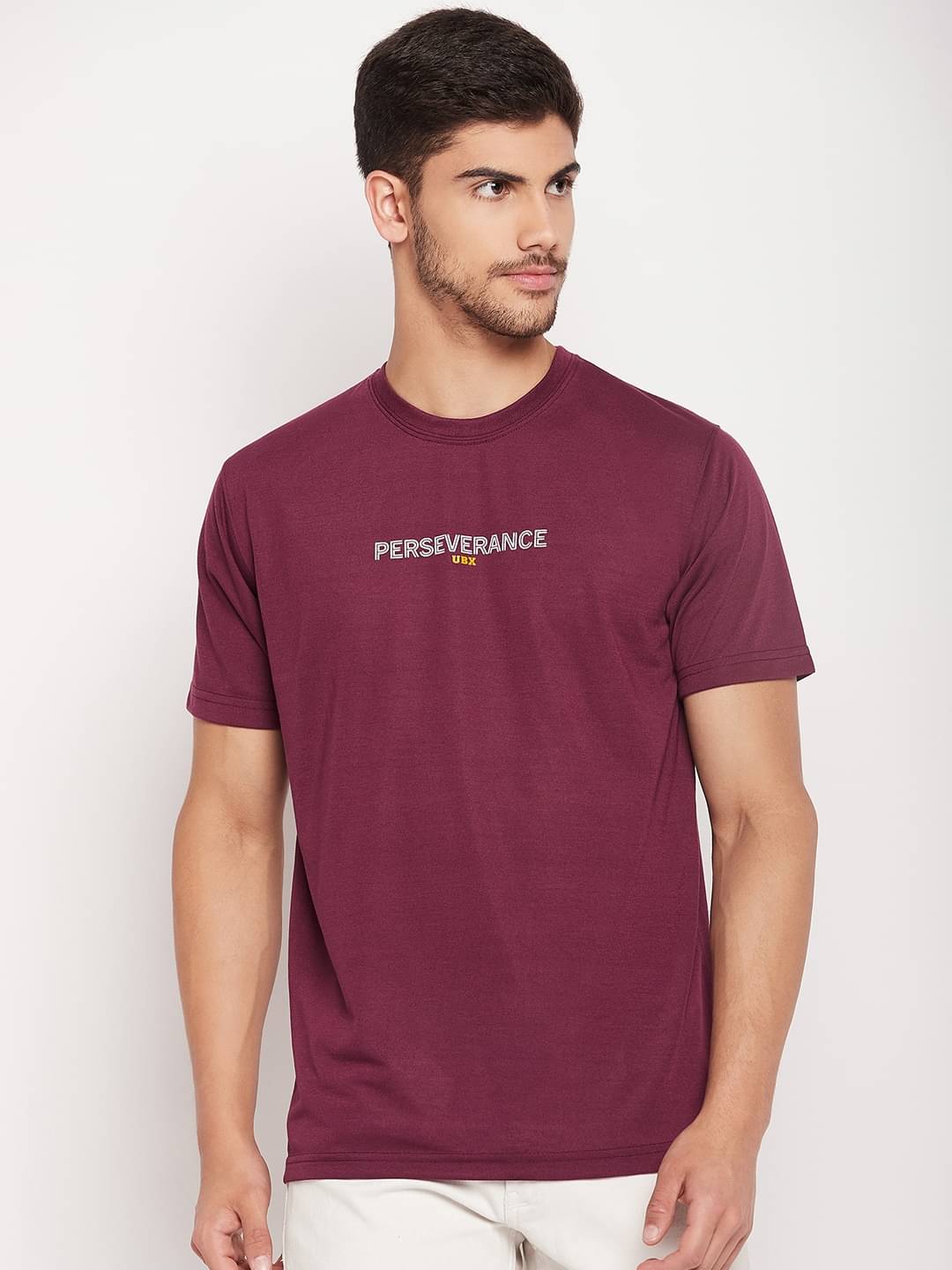     			UBX Pack of 1 Cotton Regular Fit Men's T-Shirt ( Wine )