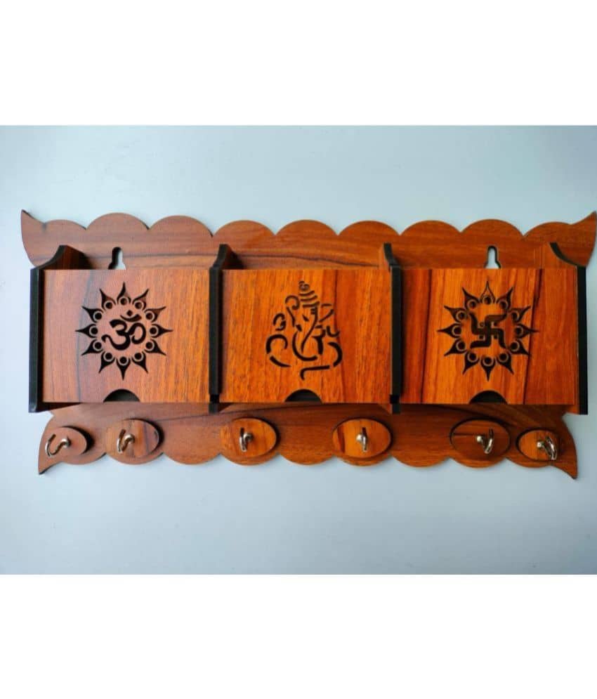 Wall Mount Home Side Stylish Wooden Key Holder with 3 Mobile Charging Stand for Living Room, Kitchen Key Organizer (Beige, 5 Big Key Cloth Hook) - Stationery | Buy online on ZillyBuy