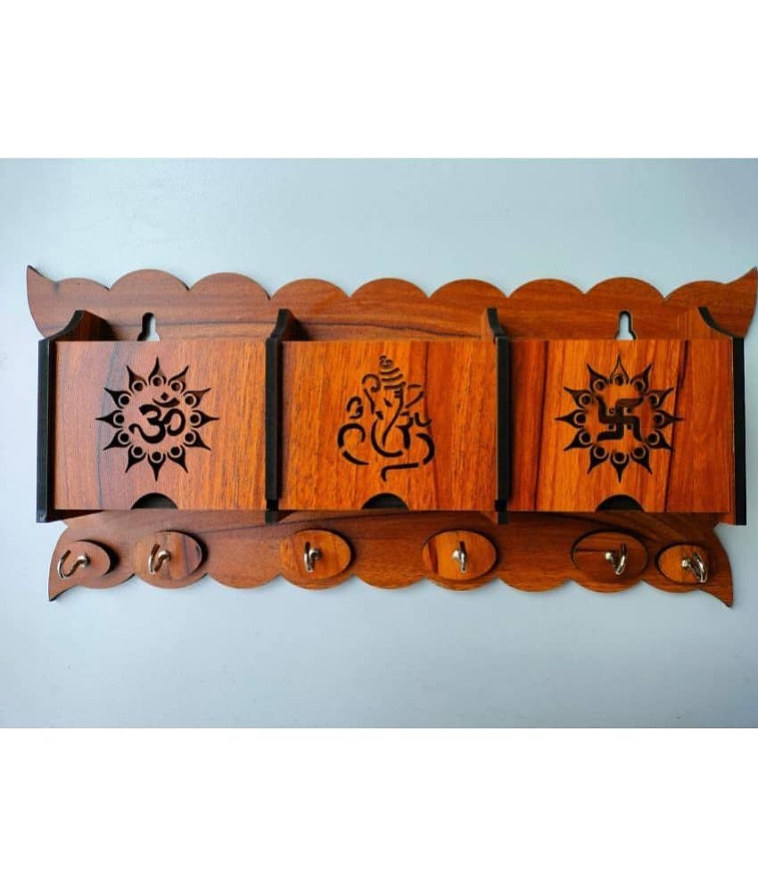 Wall Mount Home Side Stylish Wooden Key Holder with 3 Mobile Charging Stand for Living Room, Kitchen Key Organizer (Beige, 5 Big Key Cloth Hook) - Stationery | Buy online on ZillyBuy