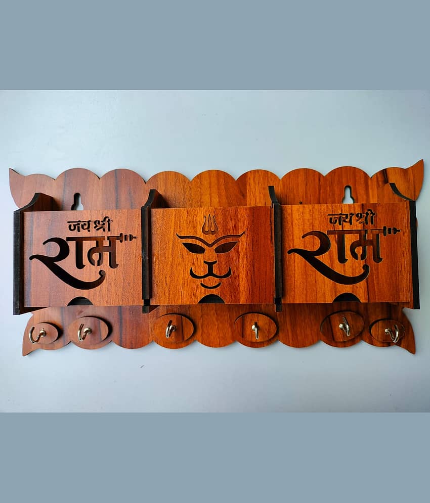 Wall Mount Home Side Stylish Wooden Key Holder with 3 Mobile Charging Stand for Living Room, Kitchen Key Organizer (Beige, 5 Big Key Cloth Hook) - Stationery | Buy online on ZillyBuy