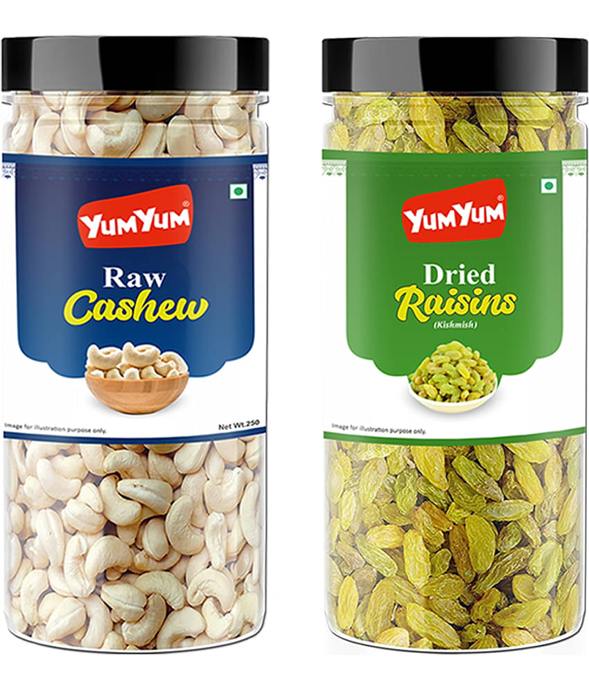 YUM YUM Premium Cashew Nut (250g) & Raisins Kishmish (250g) Dry Fruits Combo - Cashews, Raisins